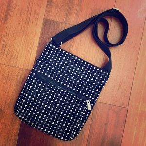 Black and white polka dot crossbody bag